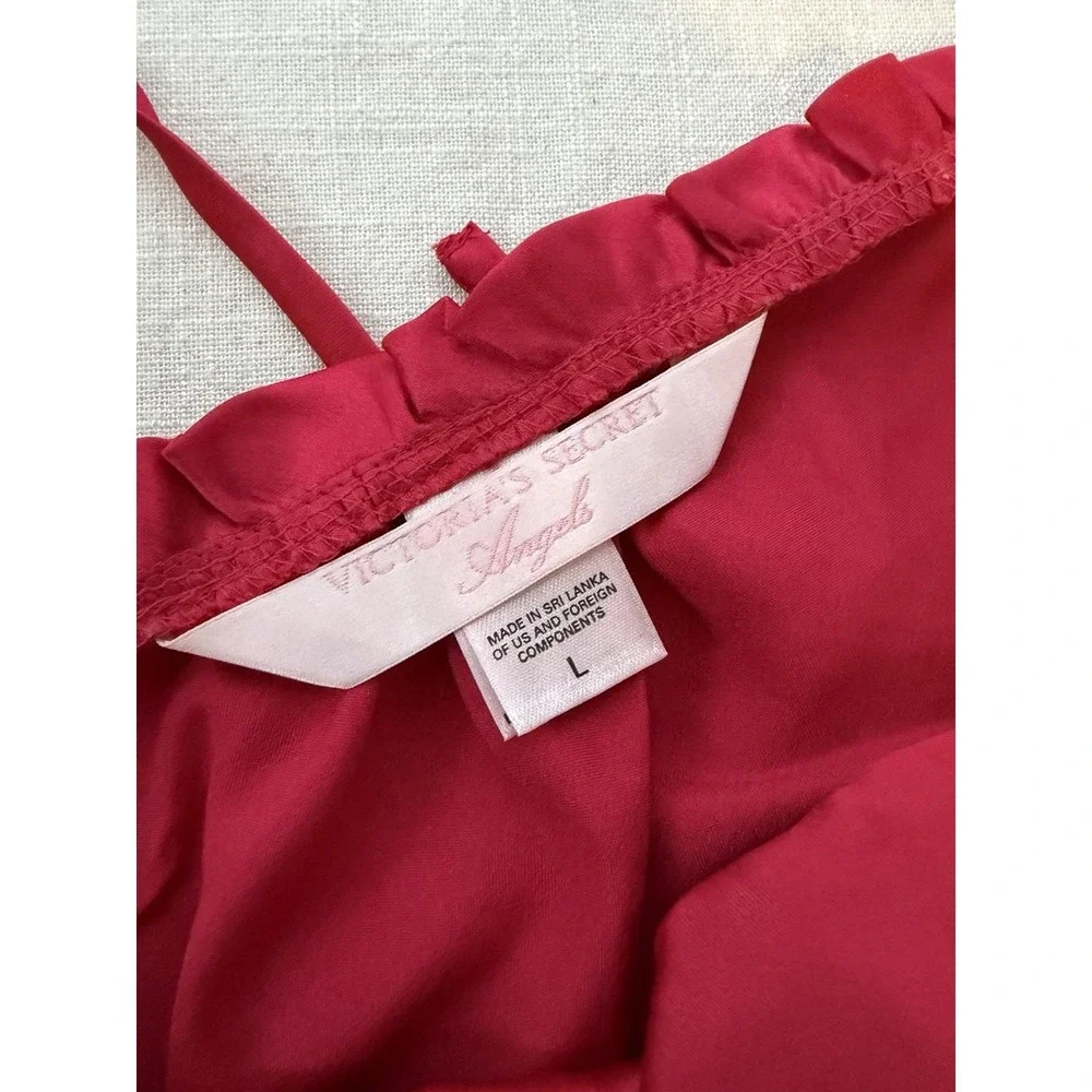 Victoria's Secret Angel Red Satin Babydoll Chemise Nightgown Lingerie L Y2K